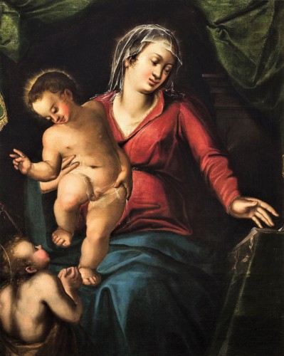 Vierge à l'Enfant et Saint Jean Baptiste - Maître vénitien de la fin du 16e siècle